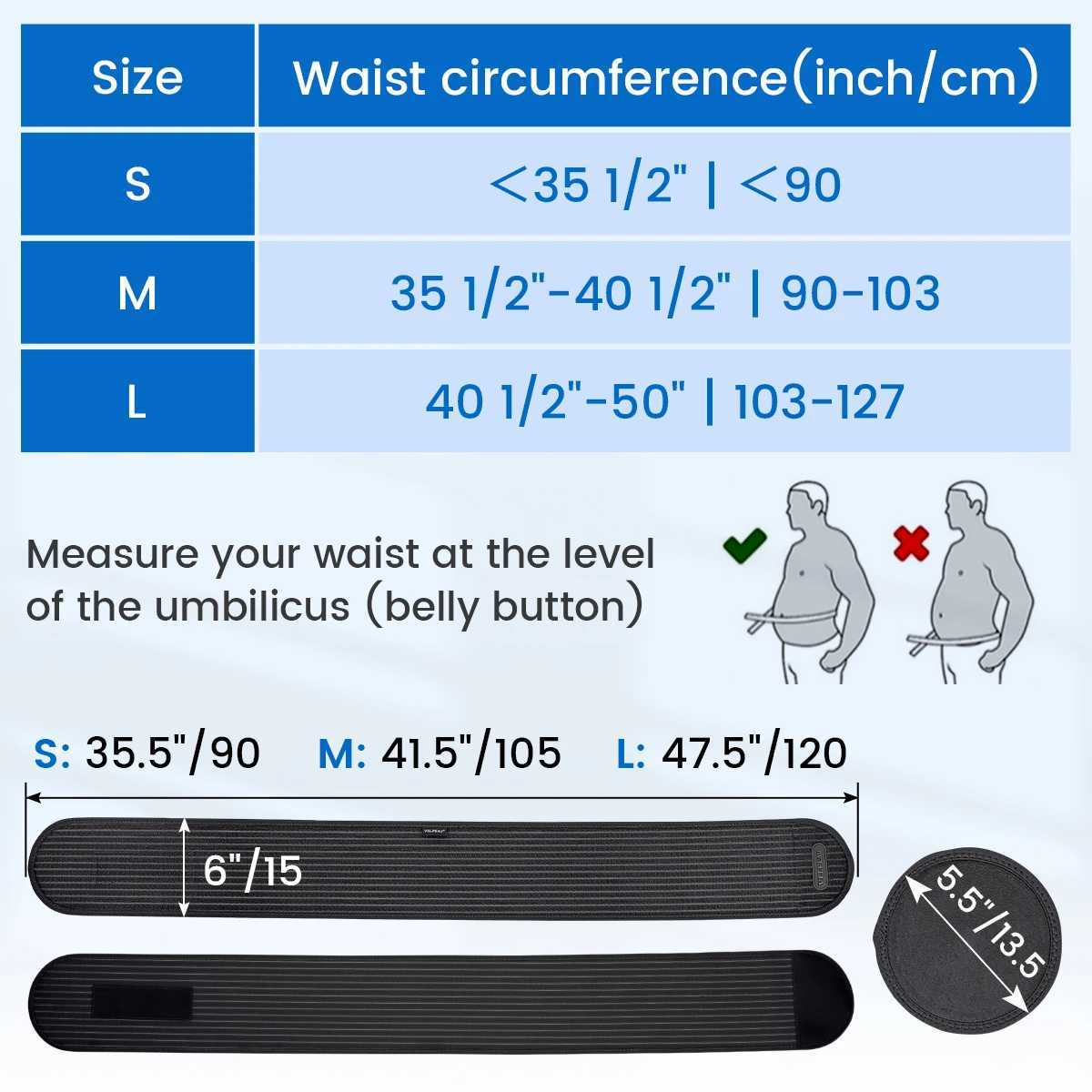 VELPEAU Umbilical Hernia Belt for Epigastric Incisional and Belly Button Hernia Navel Abdominal Binder Adjustable and Non-Slip W250724