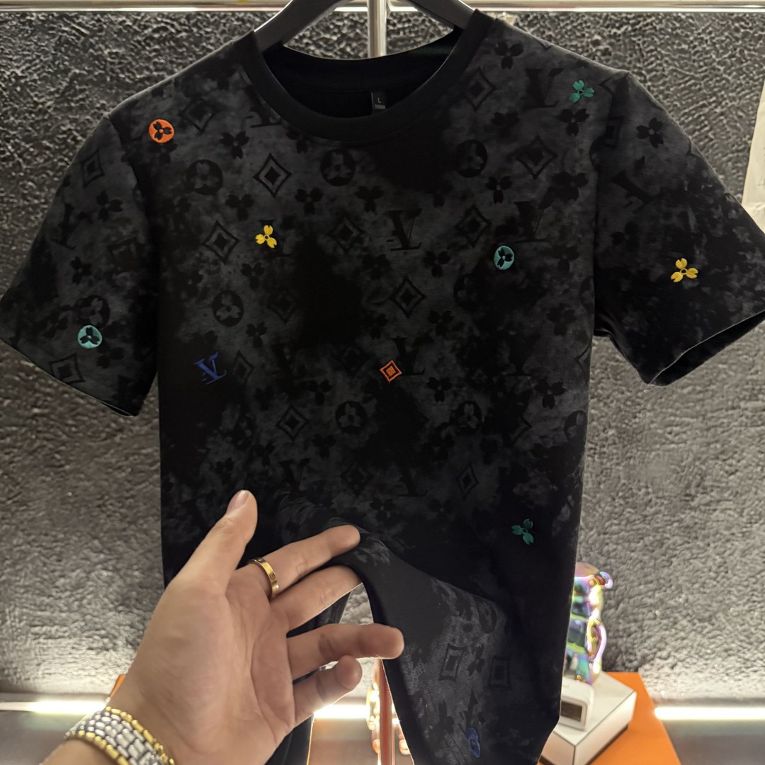 Light luxury fashion casual versatile short sleeved T-shirt new classic printed round neck top hot sale