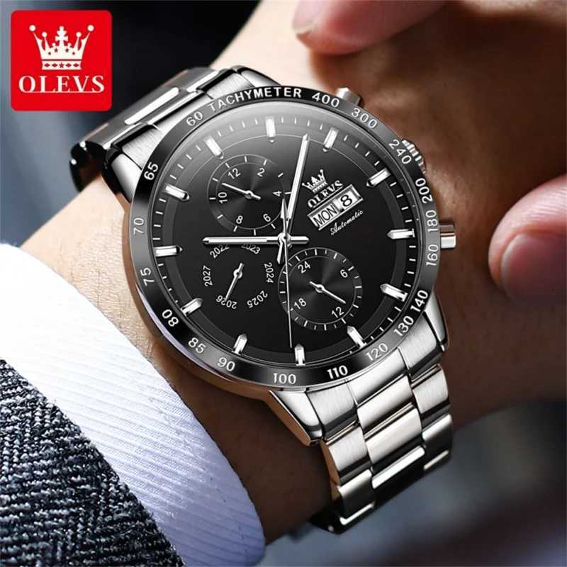 OLEVS 6683 Multi functional Mens Watch Stainless Steel Waterproof Watch High Quality Luxury Mens Automatic Mechanical Watch W250724