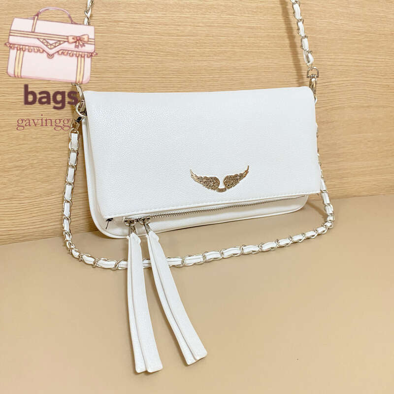 Zadigevoltaire Bag 2025 New Womens Handbag French Designer Tote Bag Fashion Rhinestones Wing With Chain Envelope Evening Bag Casual Shoulder Bag Cc5