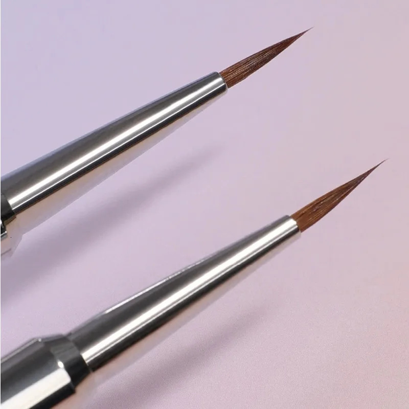 1Pc Metal Handle Kolinsky Nail Liner Brush Nail Painting Pen Acrylic UV Gel Brushes Crystal Manicure Tool Nail Brush 250716