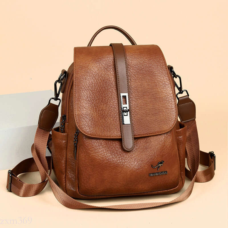 Soft Leather Backpack for Women, New Korean Style, Versatile Large Capacity Women's Backpack, Lightweight Travel School Bag, Trendy