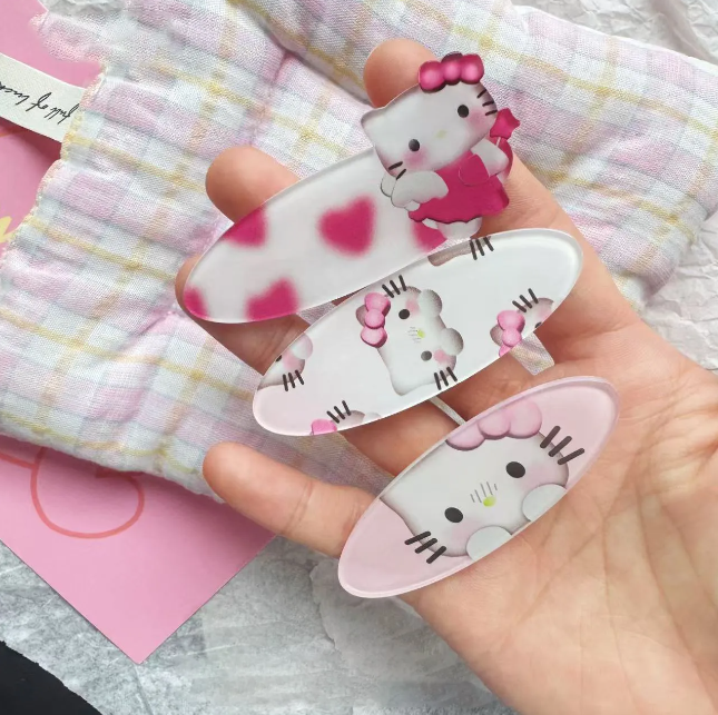 Cute Cartoon Kitty Cat Hairpin Korean Girl Sweet Elliptical Side Bangs Student Headband Versatile Hair Accessory