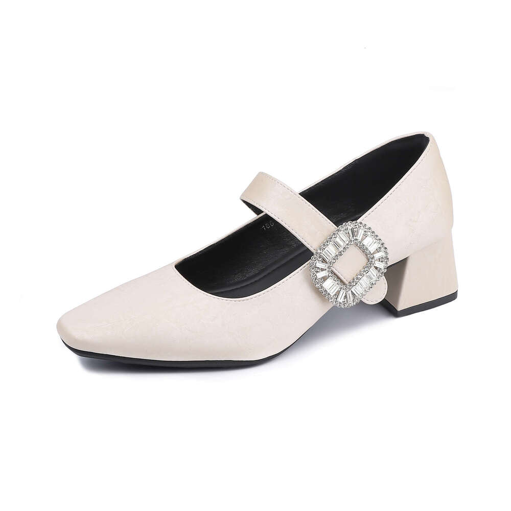2025 Fashion Single for Women, One-Strap Square Buckle, Light Luxury High Chunky Heels, Comfortable Soft Sole Women's Shoes