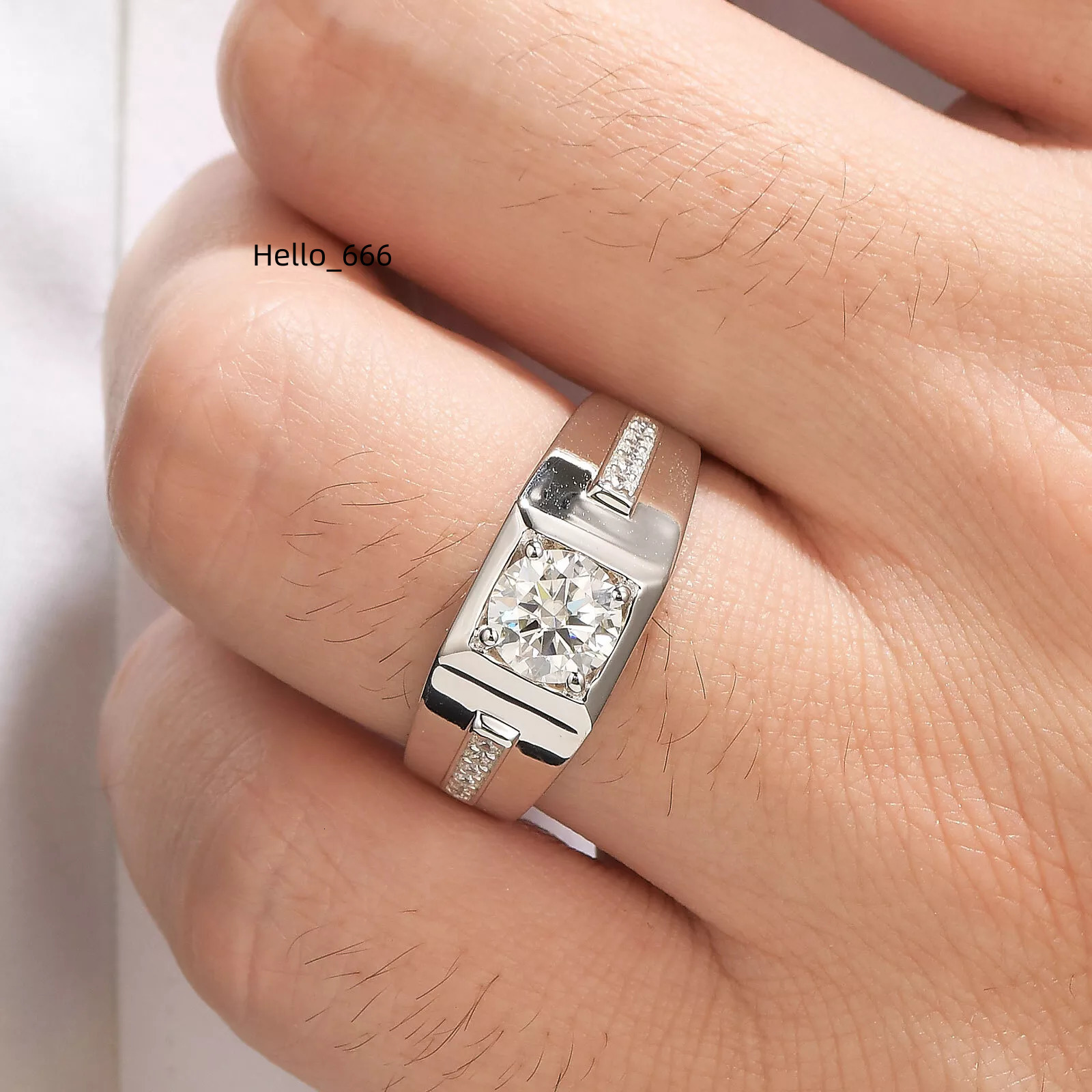 Wholesale Moissanite 925 Sterling Silver Plated Tennis Ring for Men Moissanite Men Jewelry