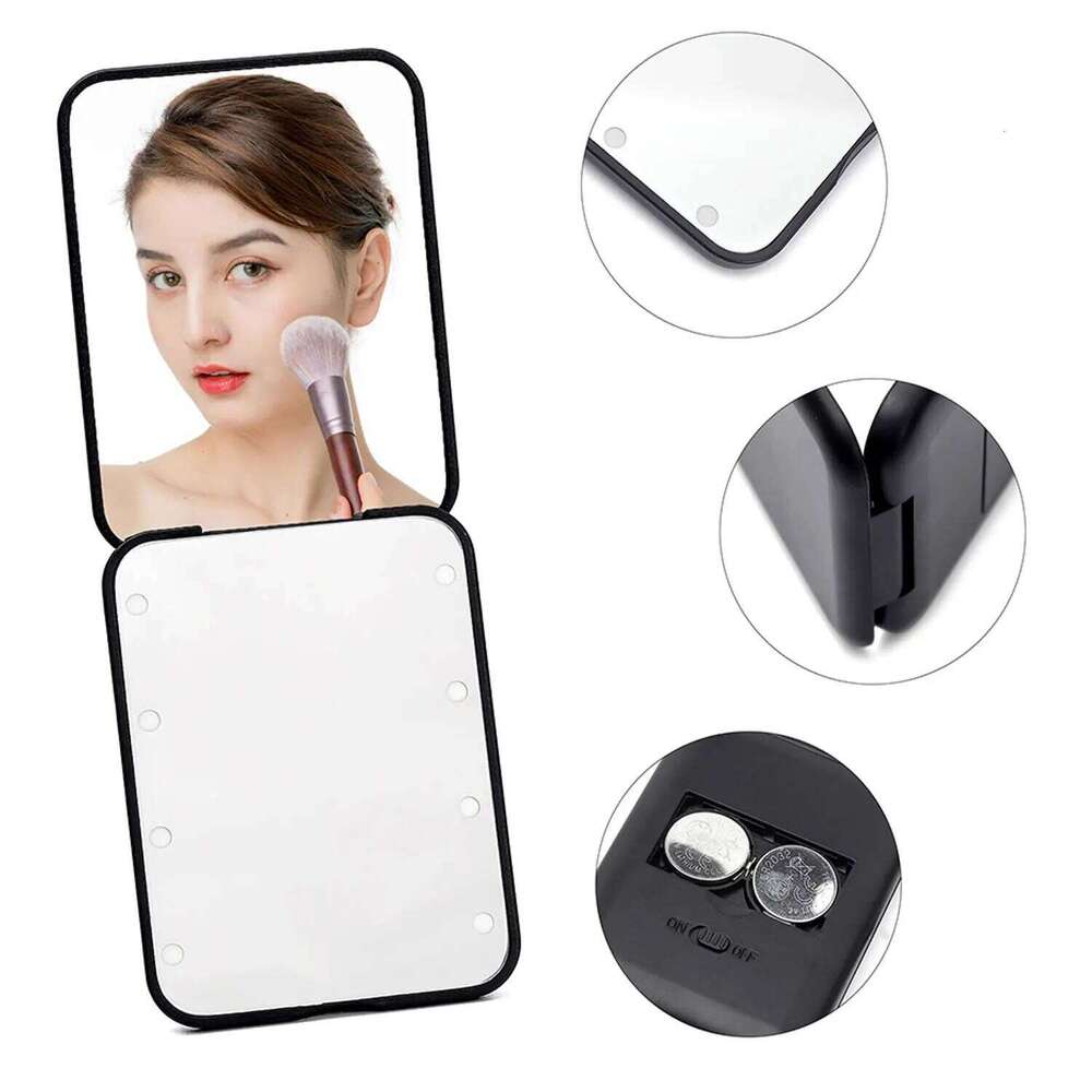 Mini LED Makeup Portable with Light 1X 2X Magnifying Pocket Mirror Foldable Cosmetic Vanity Mirrors X250723