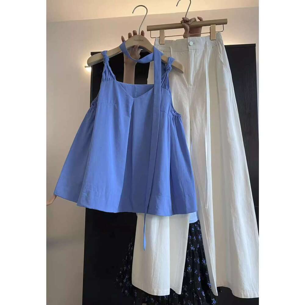 sxzy korean style chic niche unique vneck twist camisole for women summer design loose slimming sleeveless top
