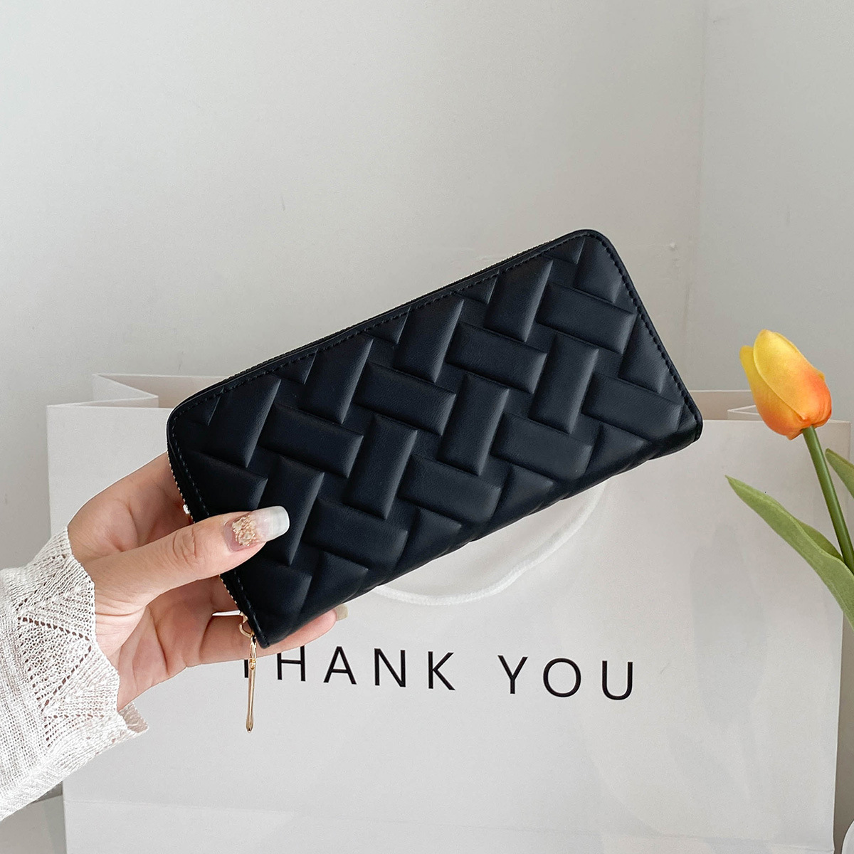Free Shipping Designer Bag New Foreign Trade Women's Wallet Leather Embossed Casual Handbag Medium Long Wallet Mobile Phone Bag