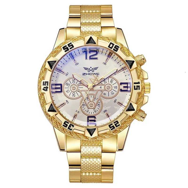 Luxury Mens Quartz Watch Classic Business Men Wristwatch Large Dial Alloy Steel Strip Blue Light Three Eye Mens Quartz Watch W250724