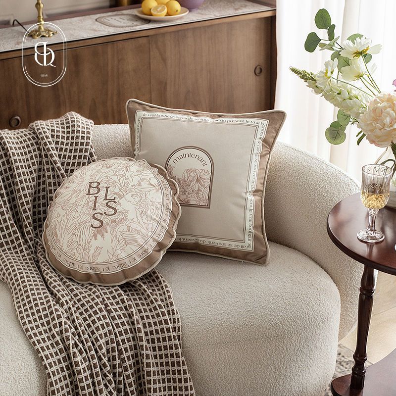 Designer Luxury Tilde Velvet Pillow Cover Cream Ins Style Living Room Sofa Bedroom Bedside Home Cushion Case Cushion Soft Cushion (not including Inser