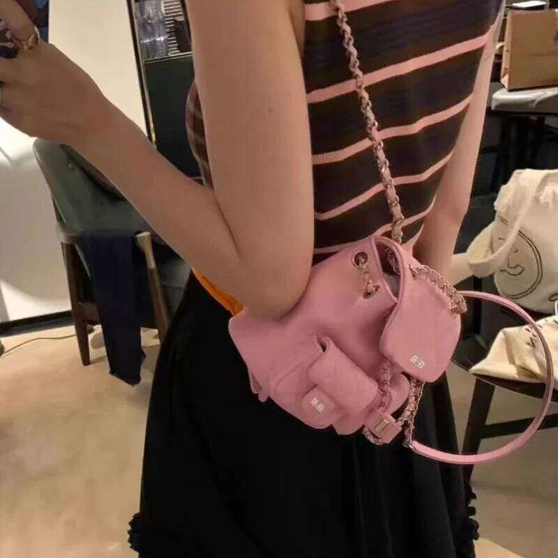 2025 New Bagpack Korean Version Small Fragrance Chain Advanced Big Capacity Simple Sweet Trend School Backpack MDNG