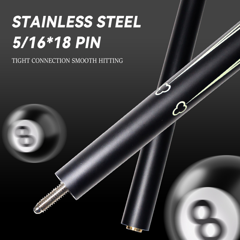 OKHEALING 1/2 Split Pool Cue Billiard Stick Black Glass Fiber Billiard Cue 12.9mm Black Pigskin Tip 5/16*18 Joint 1474mm/58inch Total Length 19-20oz W
