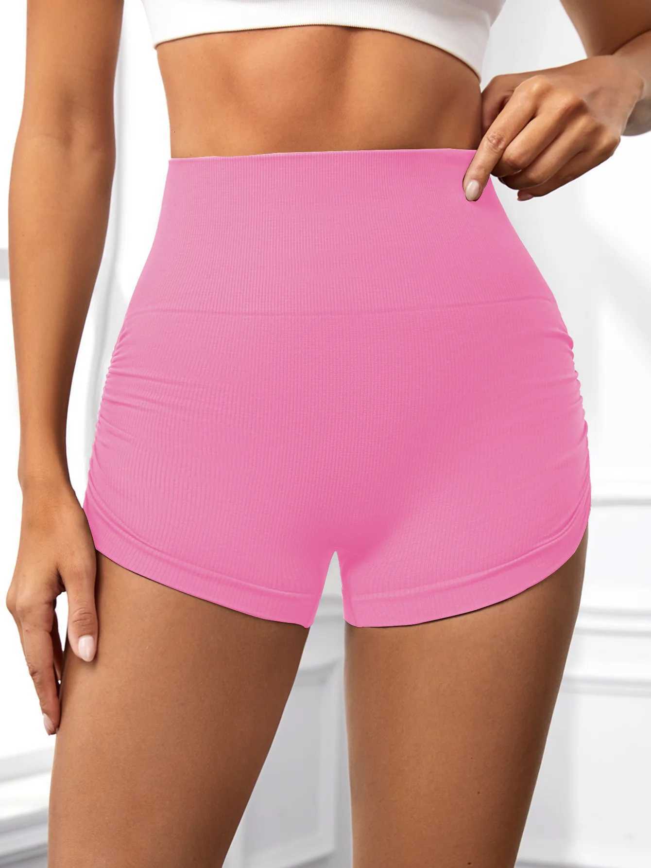 Women Seamless With Wrinkles Shorts Fitness Yoga Shorts High Waist Push Up Butt Gym Sexy High Elastic Training Slim Leggings XJ250724