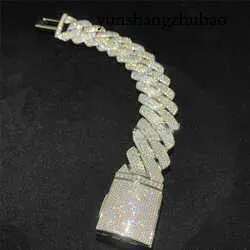 Four Rows Heavy Miami Bracelet D Color Vvs Moissanite k Chain Solid Sier Hip Hop Men Jewelry Cuban