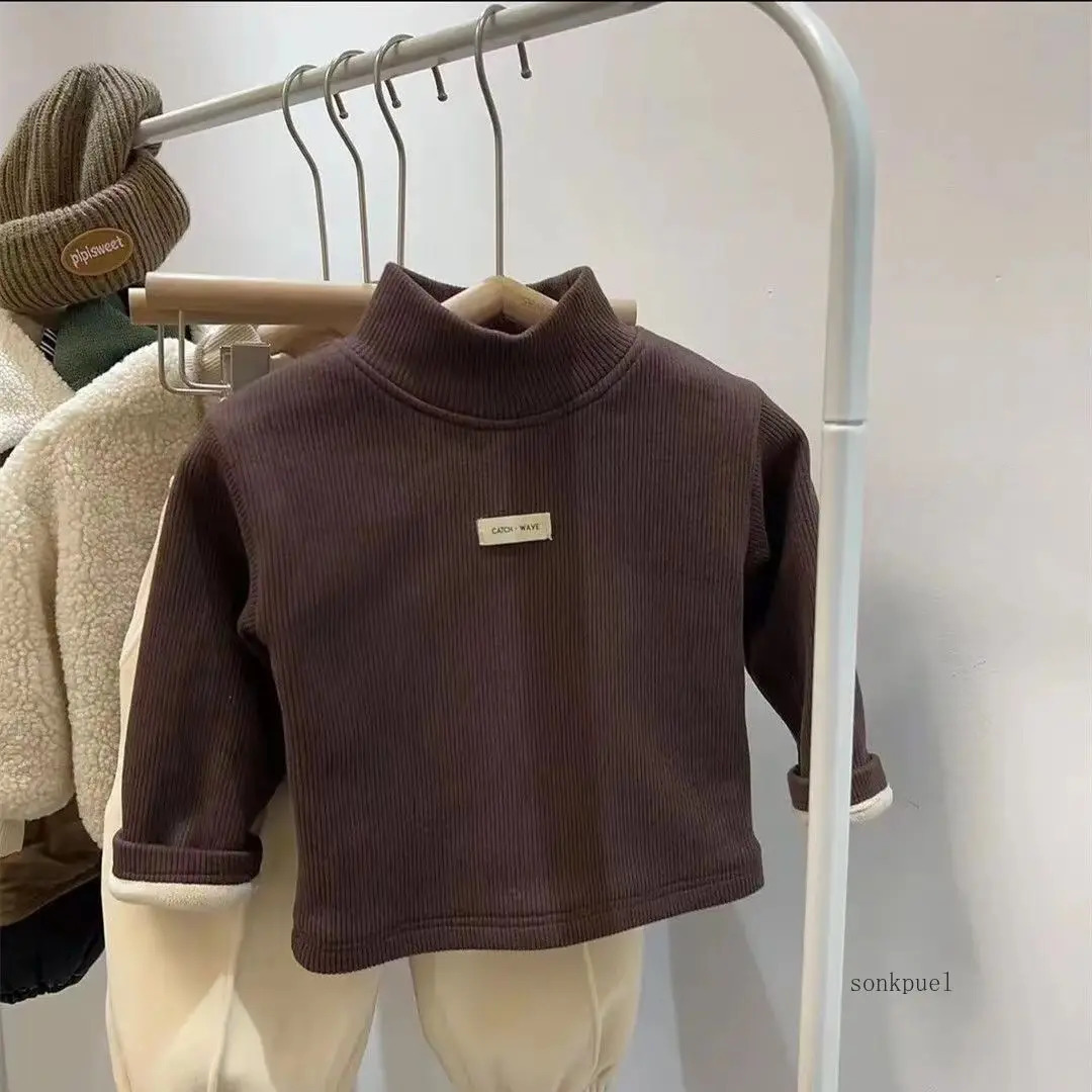 Childrens Autumn Winter Half High Neck Pullover Long Sleeve Bottom Shirt Kids Baby Boys Girls Clothing Tops 250724