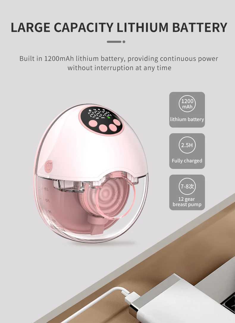 Wireless Electric Breastmilk Pump Handsfree BPA Free With Milk Level Monitoring Function Silent Intelligent Upgrade Breast Pump X250724