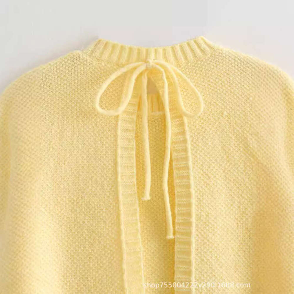 TRAFZA Women's Fashion Knitted Sweater Backless Tie Versatile Short Style B5