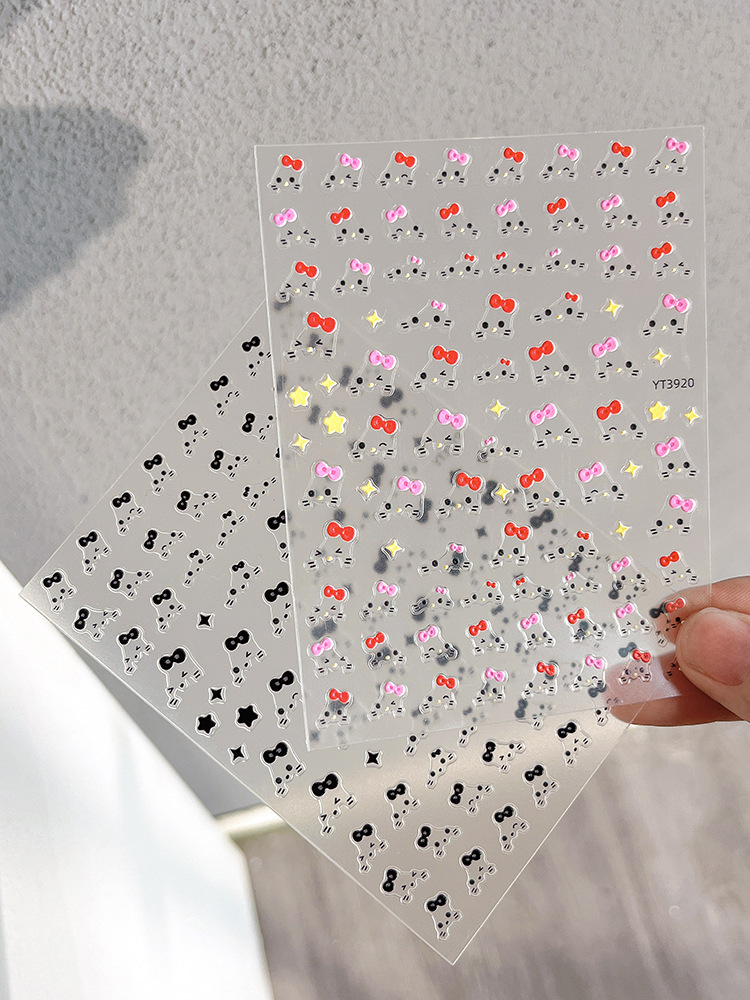 YITU Ants Hello Kitty, Bow, Cute Expressions, Nail Stickers, Black Series, Nail Decoration Stickers