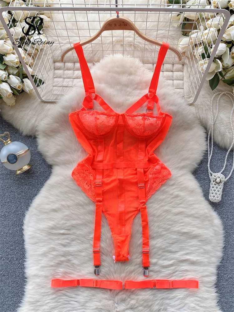 SINGREINY Club Erotic Sheer Rompers Female Short Sleeve Slim Underwear Playsuits Women Lace Spliced Corset Sexy Bodysuits W250724