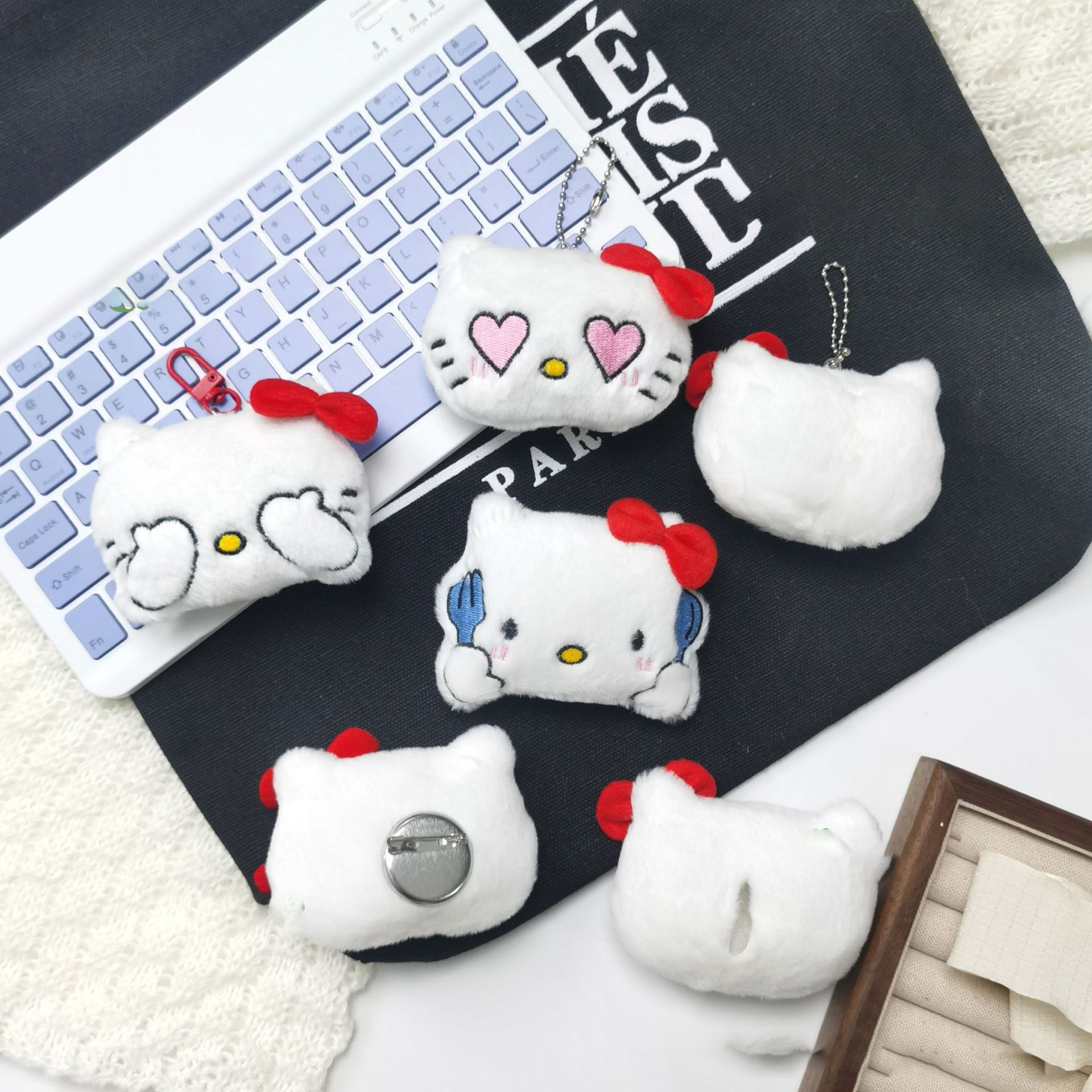 Luxury Designer Designer for woman Cute Cartoon Plushie Hanging Decoration - Adorable Rice-Eating & Crying Cat Expression Doll For Woman For Car, Home