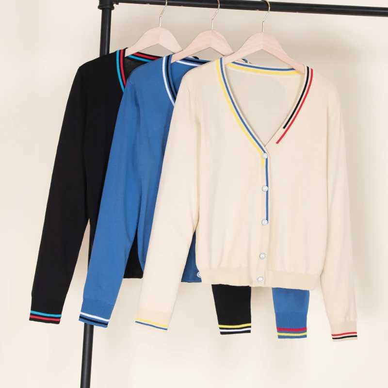 2023 Crochet Top Blouses Tricot Clothing Cropped Korean Fashion Style Cardigan Female Knitted Ladies Sweaters Black Outerwear X2507241