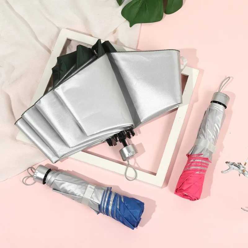 7 bones three folding hand-open silver glue sunscreen parasol folding sun-rain dual-purpose umbrella R250724