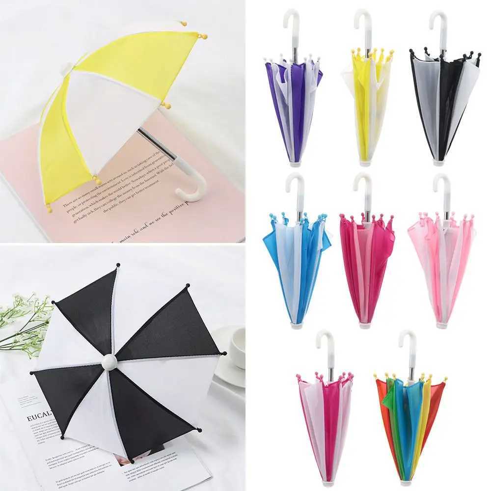 18 Inch/43CM Toy Kids Rainbow Colors Mini Rain Gear Colorful Doll Umbrella Color Matching Patch Dollhouse Accessories R250724