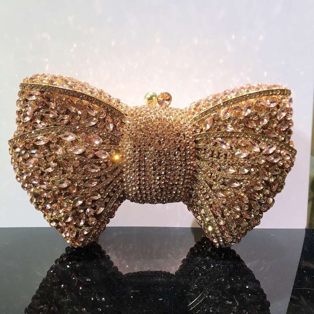 Designer Luxury Evening Diamond Premium Bowknot Diamond-Studded Evening Banquet Dress Rhinestone Women's Bag New Bow Clutch