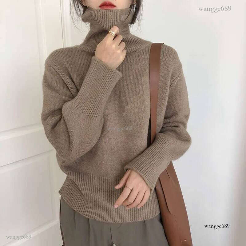 Autumn Winter Women Knitted Turtleneck Cashmere Sweater 2021 Casual Basic Pullover Jumper Long Sleeve Loose Tops