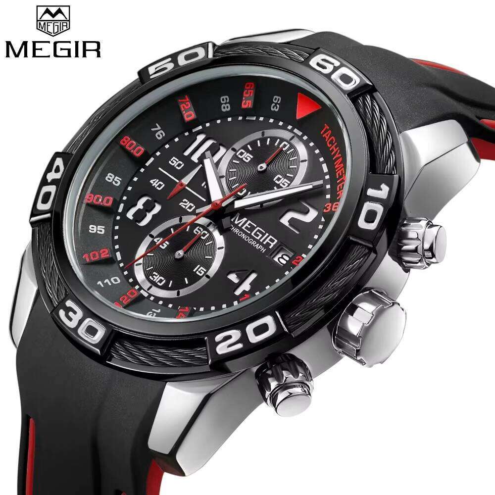 MEGIR Men's Creative Sports Watch - Chronograph, Waterproof, Luminous, Silicone Strap