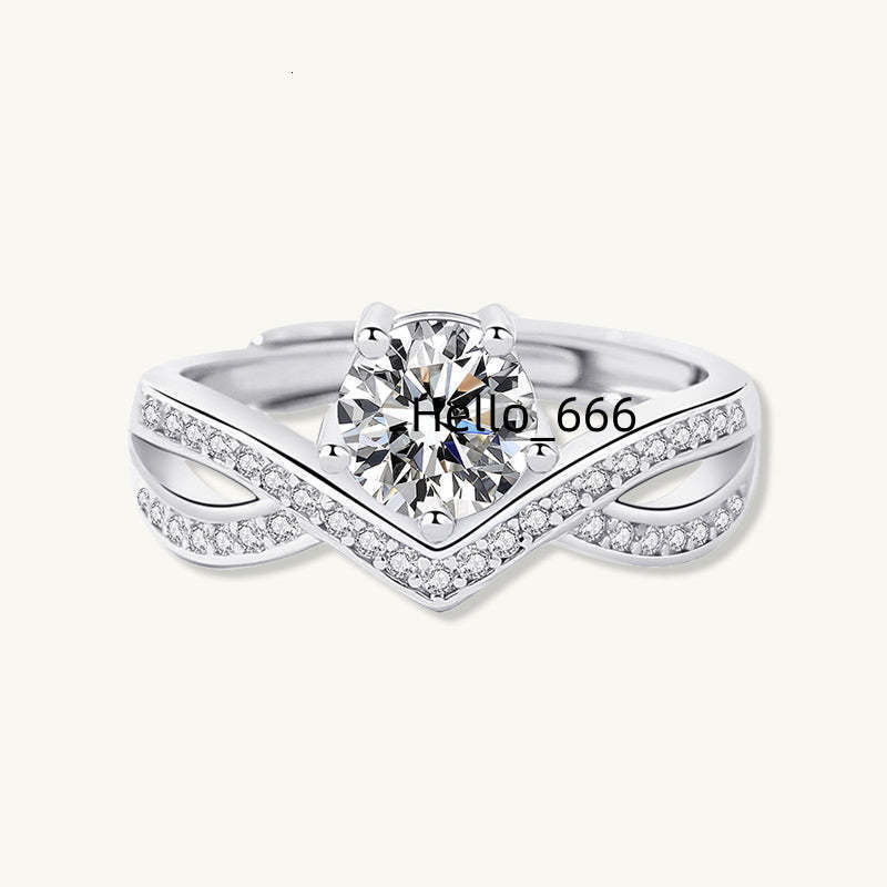 925 Sterling Silver The Luna Moissanite Rings Diamond Round Charm Design for Wedding or Engagement Stylish Jewelry for women