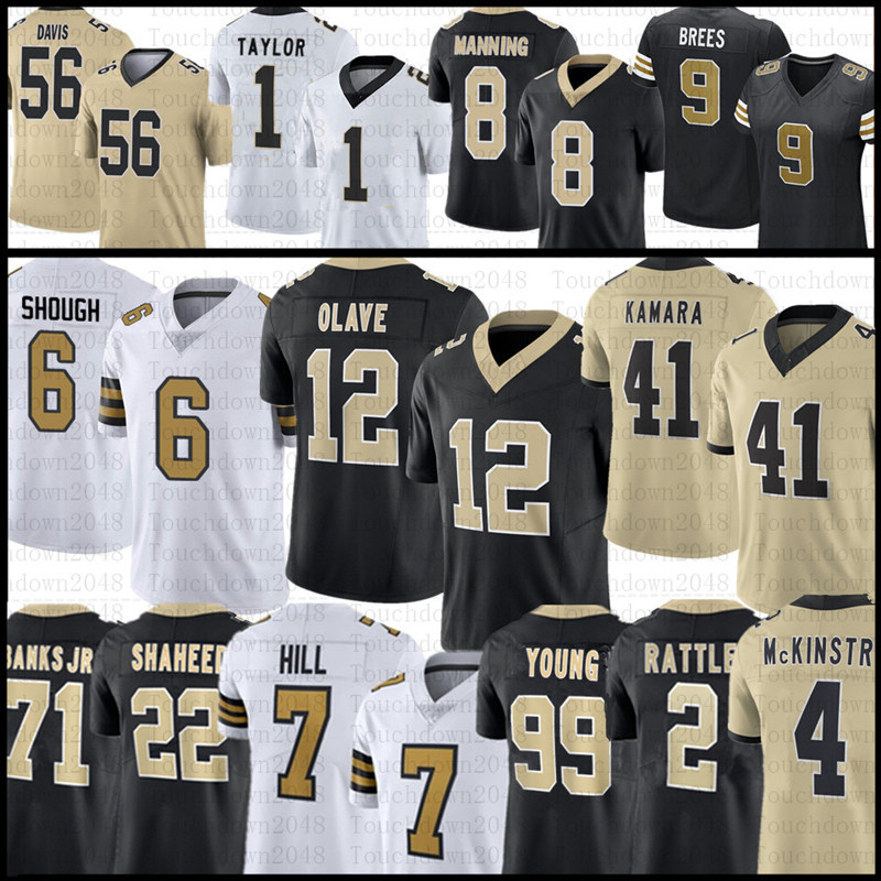 Alvin Kamara Tyler Shough Football Jersey Chris Olave Taysom Hill Demario Davis Rashid Shaheed Spencer Rattler Ga'Quincy McKinstry Alontae Taylor Chase Young