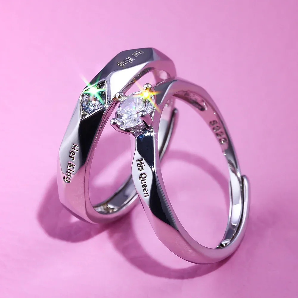 Trendy Couple Love Token Ring with Letter His Queen Her King Engraved Wedding for Women Men Finger Rings 250704