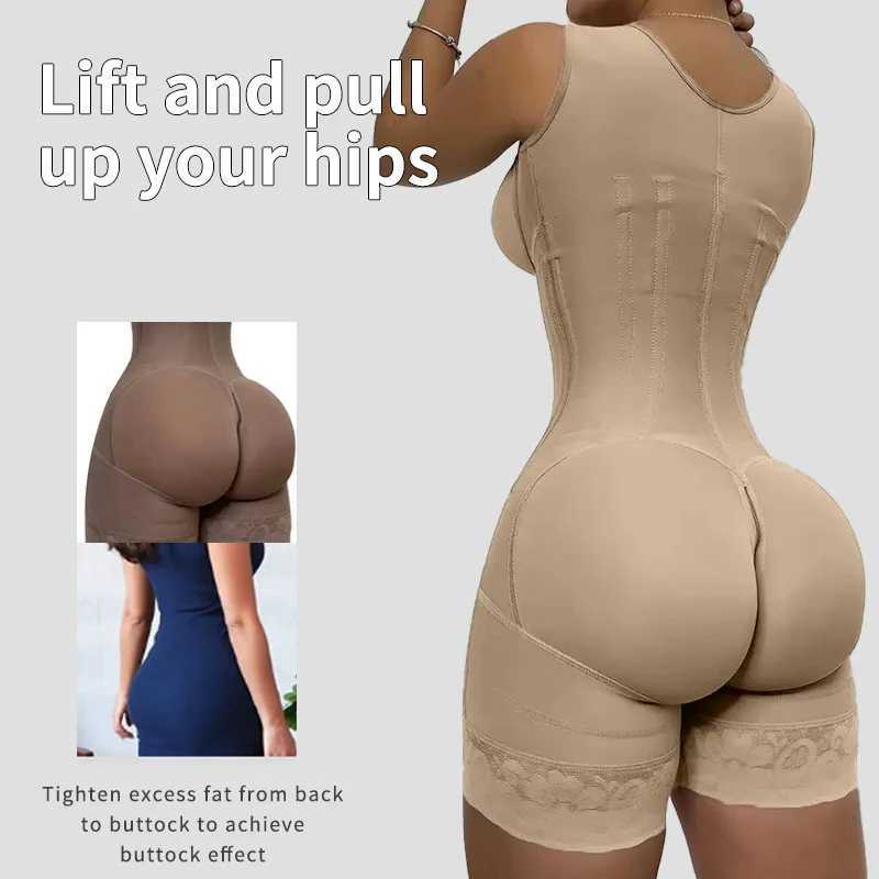 AfruliA High Compression Bodysuits Shapewear Double Tummy Control Belt for Waist Colombian Girdle Full Body Shaper W250724