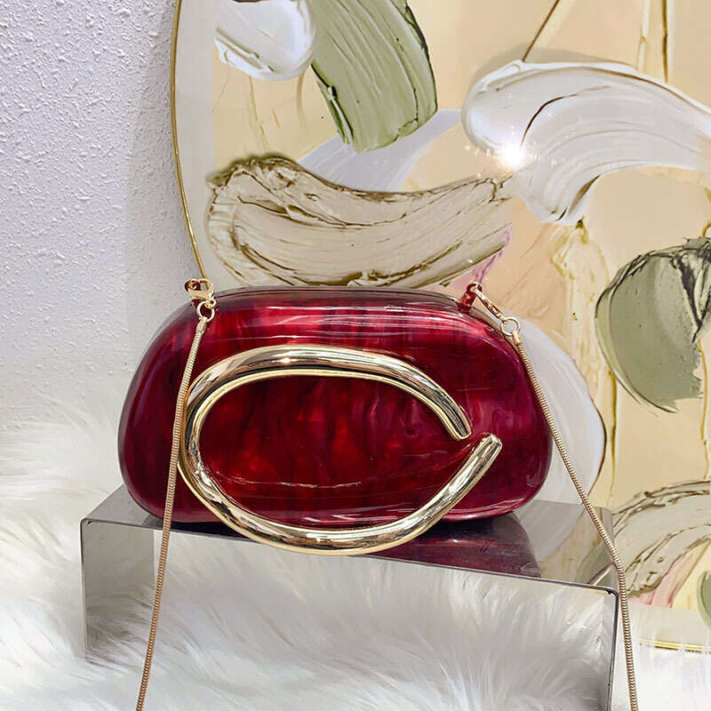 Designer Luxury Evening Diamond Marble Acrylic Clutch Evening Metal Box Square Versatile Party Phone Handheld Crossbody Small Bag