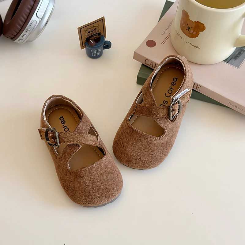 Fashion Girls Shoes Toddler Kids Cross Strap Velvet Mary Jane Flats Child Vintage Leopard Casual Shoes Chic Princess Shoes 21-30 XJ250724