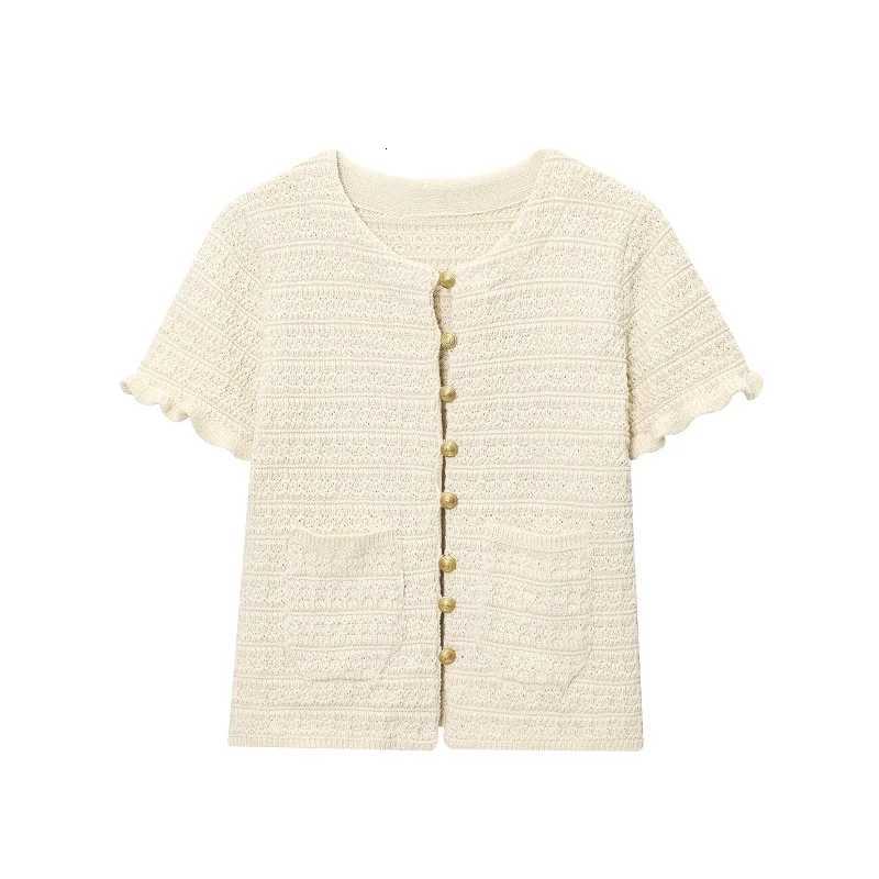 MUJER Knit Tops Woman 2025 Knitted Cropped Cardigan Women Short Sleeve Knitwears Women Tops Casual Cardigans for Women X250724