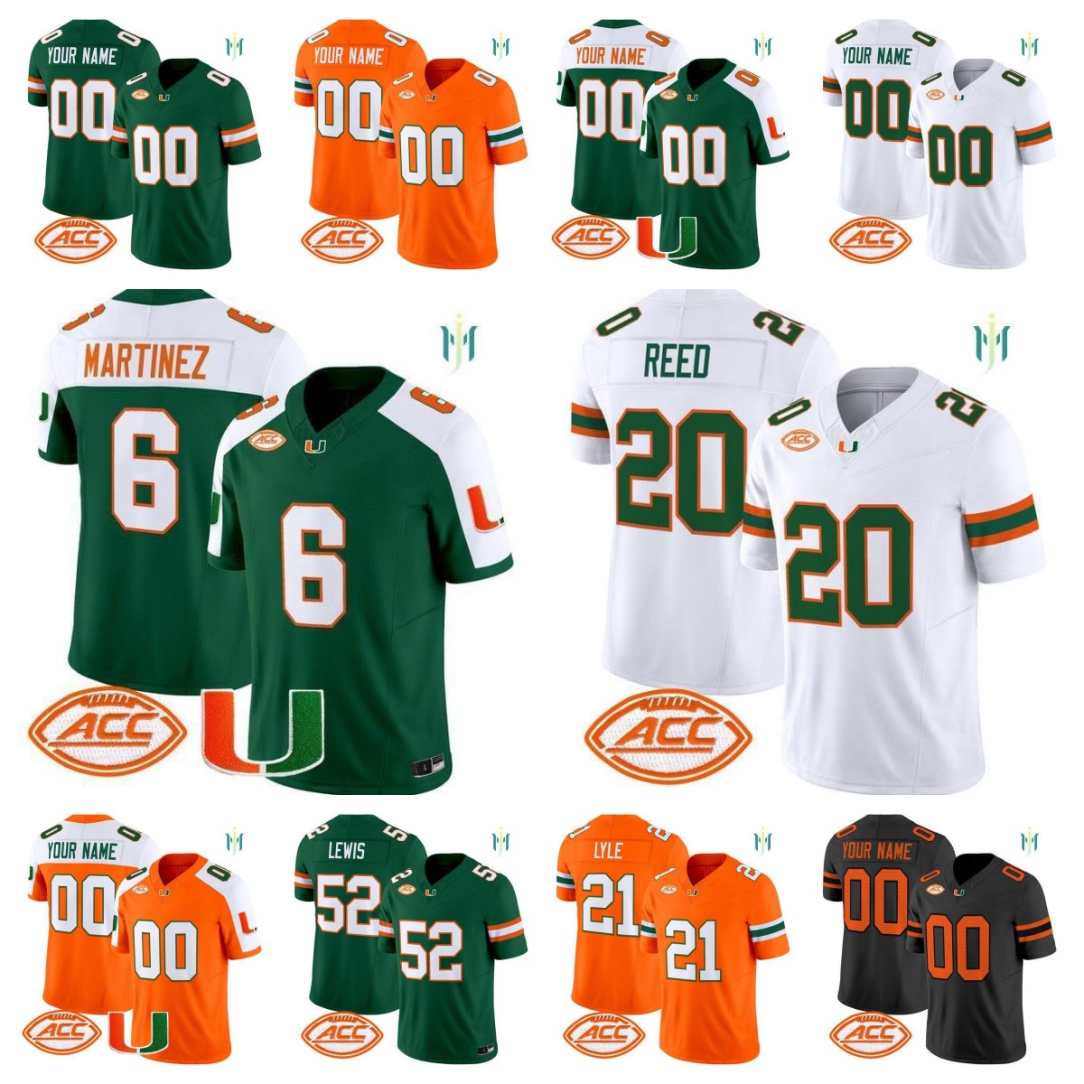 Men's Miami Hurricanes 2025 new custom stitched football jerseys Damien Martinez Ray Lewis Ed Reed Jordan Lyle Carson Beck Emory Williams women youth all size xxs-6xl