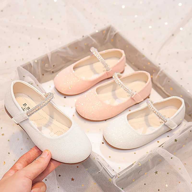 Girls Mary Janes Shoes for Party Wedding Children Princess Shoes Kids Rhinestones Shine Shoes Solid Color Simple Non-slip 2025 XJ250724