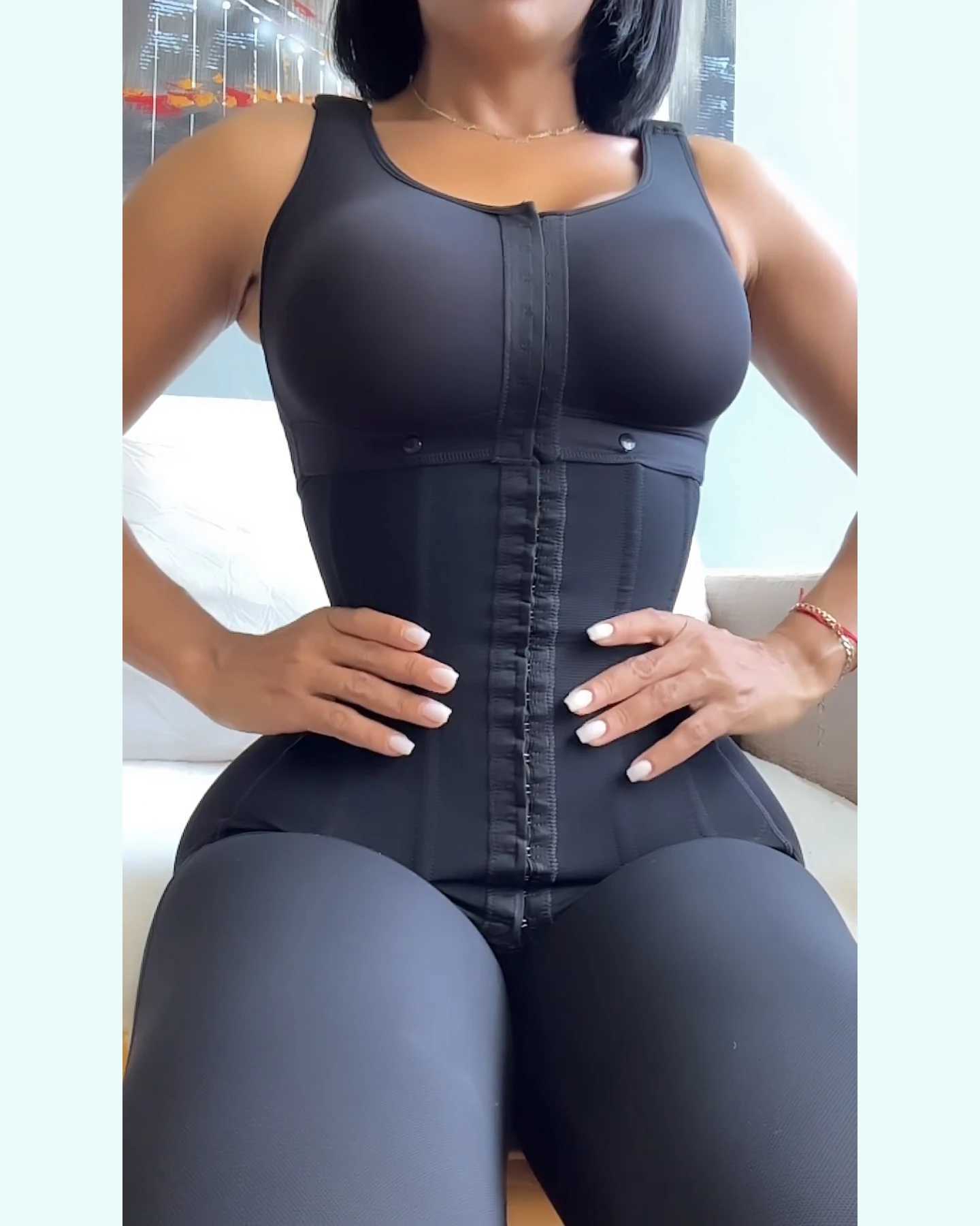 Full Body Tummy Control Girdle Bust Wrap Button Mid-Length Shapewear Colombian Reducing And Shapers W250724