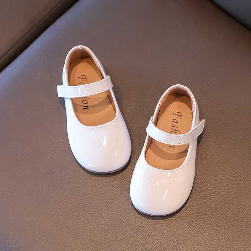 Girls Princess Shoes Patent Leather Pure Color Light Children Mary Janes Plain Round Toe Spring Daily Kids Flat Shoe 23-35 XJ250724