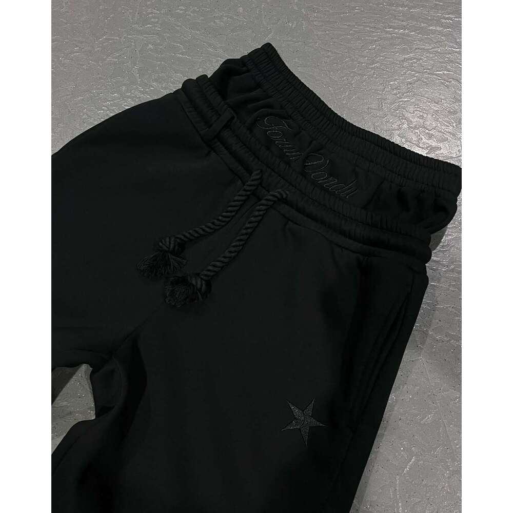Double Waist Embroidered Sweatpants Unisex Trendy High Street Long Fake Two-Piece Loose Wide-Leg Pants