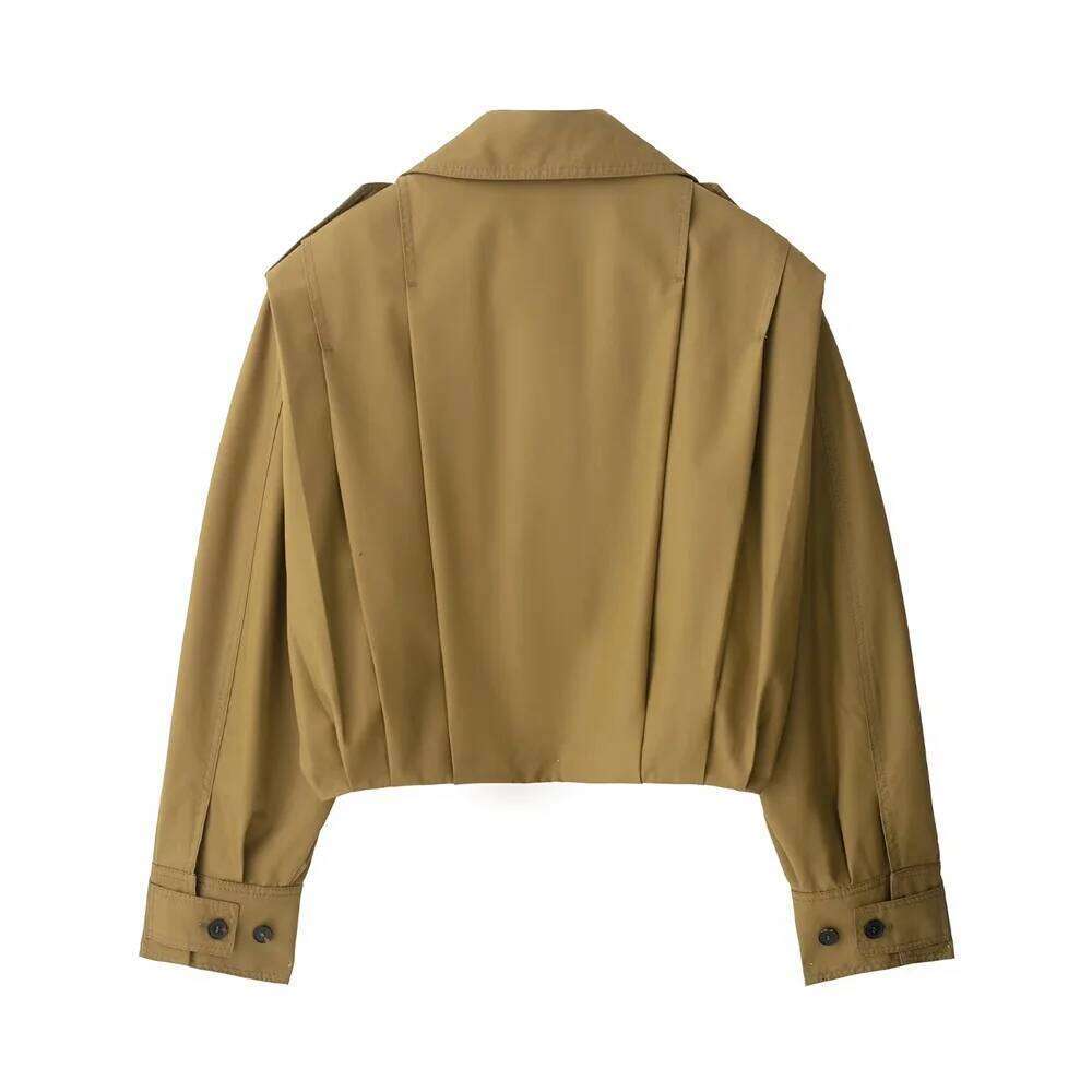 2025 New Women's Fashion Elegant European and American Design Sense Shoulder Badge Single breasted Folded Coat