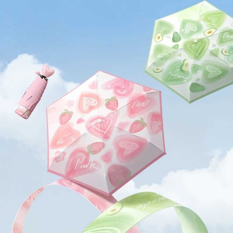Folding Love Handle Fresh Fruit Vinyl Sun Protection Dual-Purpose Umbrella Womens Sun Umbrella Printing Manufacturer Spot Stock R250724