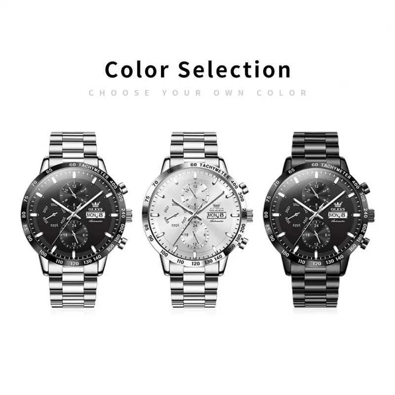 OLEVS 6683 Multi functional Mens Watch Stainless Steel Waterproof Watch High Quality Luxury Mens Automatic Mechanical Watch W250724