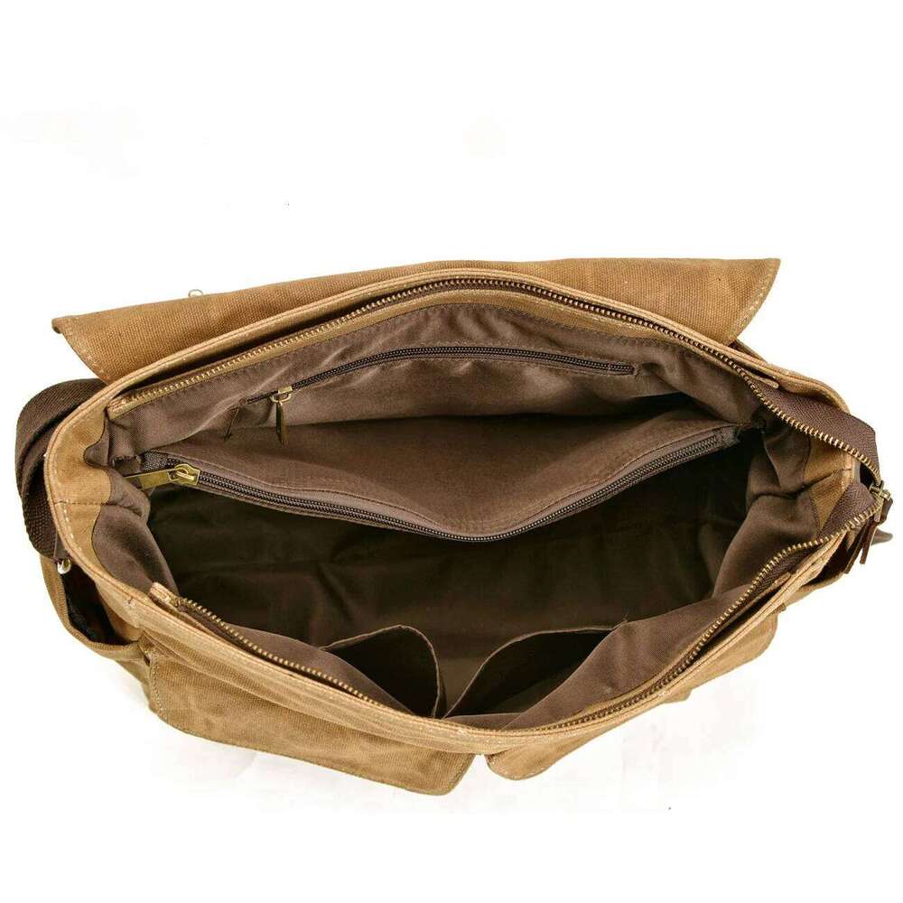 Wax Canvas Splicing Real-Leather Vintage Men's Single-Shoulder Fashion Computer Messenger Bag