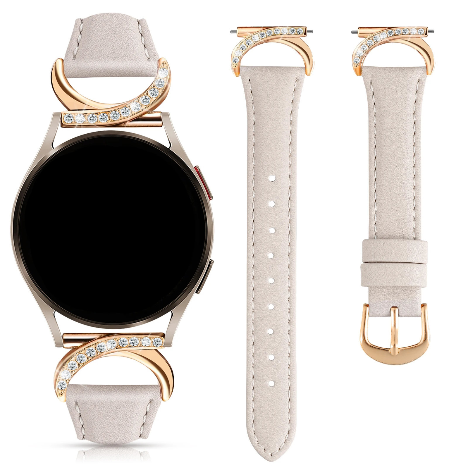 Leather strap compatible with Watch 7/6/5/4 Classic strap 40/42/44/43/45/46/47mm Stylish 20mm strap for women 250723