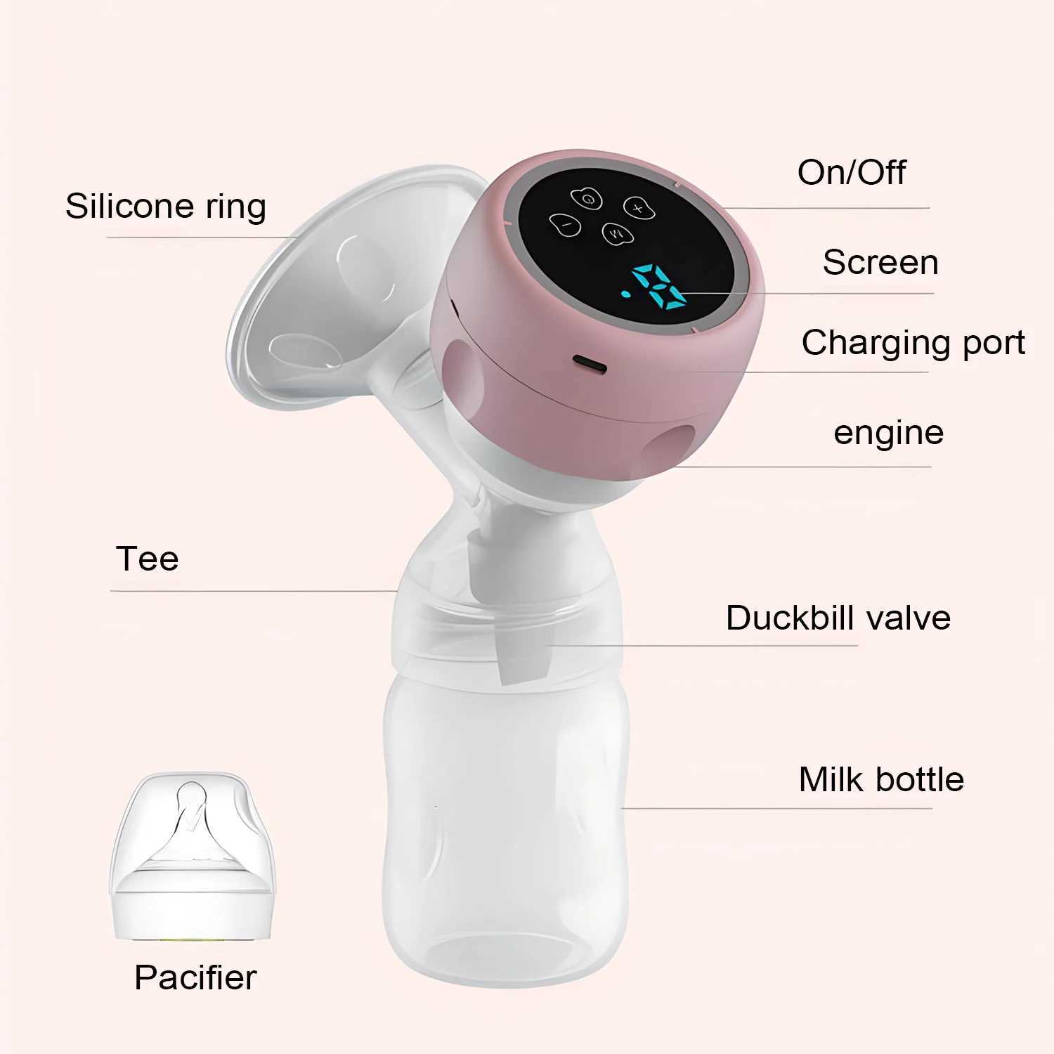 Electric Breast Pump Intelligent Integrated High Suction Breast Pump Breast Milk Postpartum Portable Painless Low Noise Breast X250724