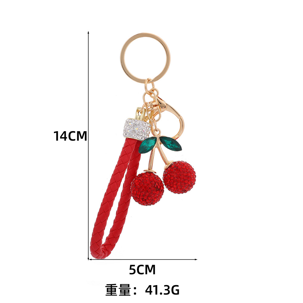 Cute Cherry Design Alloy Pendent with Diamonds - Ideal Car/Bag Accessory