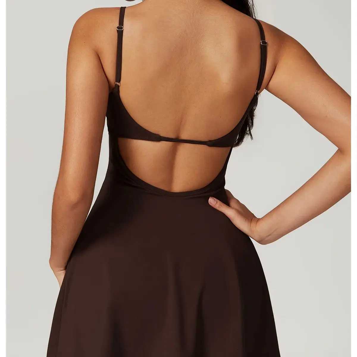 Womens Sports Beautiful Back Dress Removable Chest Cushion Breathable Outdoor Yoga Tennis Skirt Sexy Woman Yoga Sport Clothes XJ250724